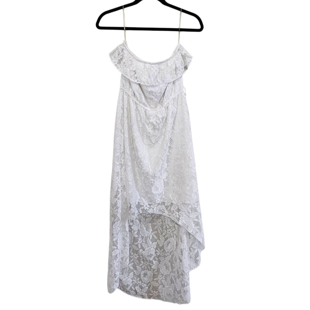 Trixxi White Lace High-Low Dress Size Medium Strapless Casual Wedding Reception